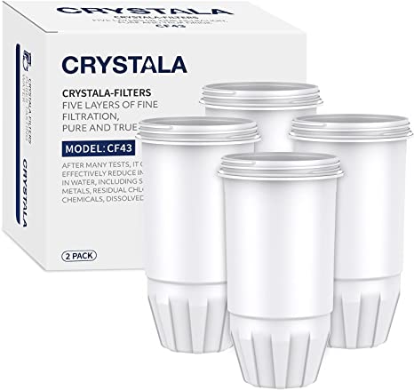 Crystala Filters ZR-017 Replacement Water Filters, Compatible with ZeroWater Pitchers and Dispensers, Pack of 4