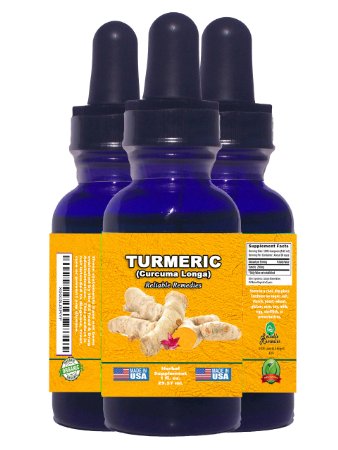 TURMERIC Curcuma Longa by RELIABLE REMEDIES - 1 Ounce - Organic Liquid Extract - MADE IN AMERICA - Alcohol Free - 100 MONEY BACK GUARANTEE BUY THIS BEST TURMERIC PRODUCT NOW