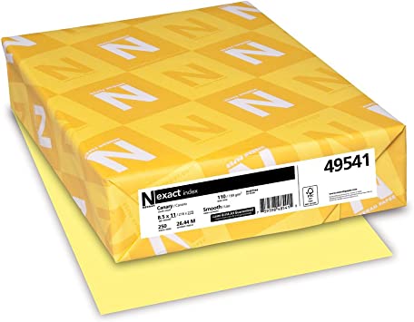 Neenah Exact Index, 110 lb, 8.5 x 11 Inches, 250 Sheets, Canary