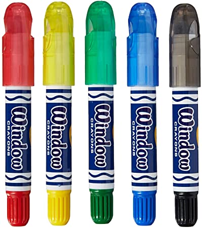 Crayola Washable Window Crayons, Assorted 5 count, 3 PACK