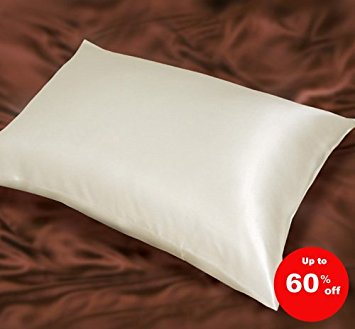 Jasmine Silk Pair of 100% 19 Momme Charmeuse Silk Pillowcases (IVORY) 50 cm x 75 cm - RRP £70