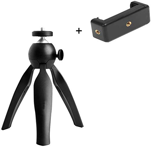 Coolux Mini Tripod Projector Mount with 360 Degrees Rotatable Heads for Projectors DSLR DVR Cameras Mini Webcam, Mount with Metal Ballhead for Camera … (Black with Clip)