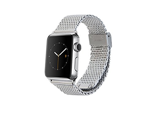 Premium Apple Watch Band: Silver Milanese Mesh Band for Silver 42mm Apple Watch