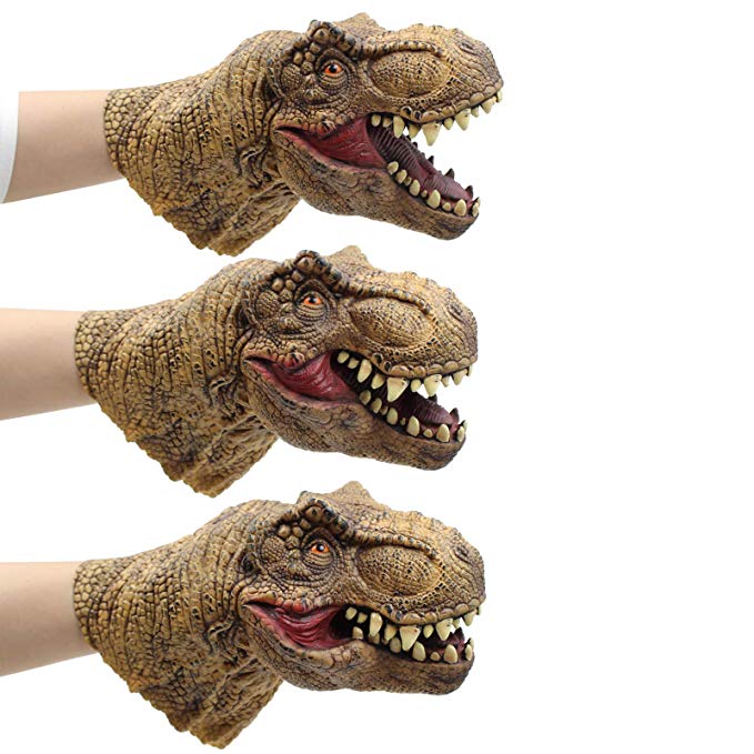 Yolococa Dinosaur Hand Puppet Toys,Soft Rubber Realistic Raptor Dinosaur Head Tyrannosaurus Rex,1 PCS