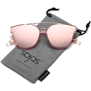 SojoS Classic Mirrored Square Sunglasses for Men and Women Double Bridge SJ2038