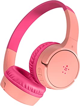 Belkin SoundForm Mini Kids Wireless Headphones with Built in Microphone, On Ear Headsets Girls and Boys for Online Learning, Travel Compatible with iPhones, iPads, Galaxy and More-Pink, No Case