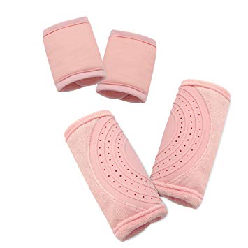 Travel Bug Baby 2 Piece Car Seat Strap Cover Teether Set, Light Pink