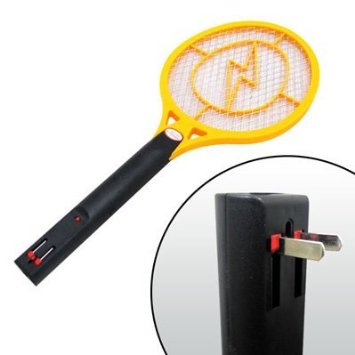 Rechargeable Electric Fly Swatter Electric Mosquito Trap Bug Zapper Yellow