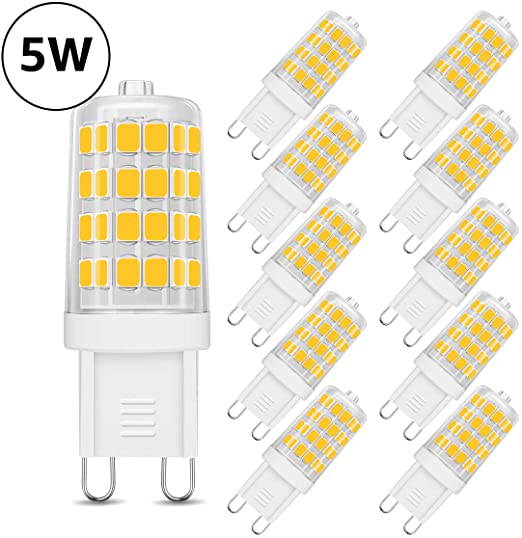 LE G9 LED Light Bulbs 5W, Equivalent to 33W Halogen Bulbs, 340lm, Soft Warm White 3000K Capsule Bulb, AC 220-240V, Energy Saving for Chandeliers, Ceiling & Wall Light Fittings, Pack of 10