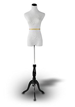 Dress Form: White Female Dress Form on Black tripod Stand Size 2-4