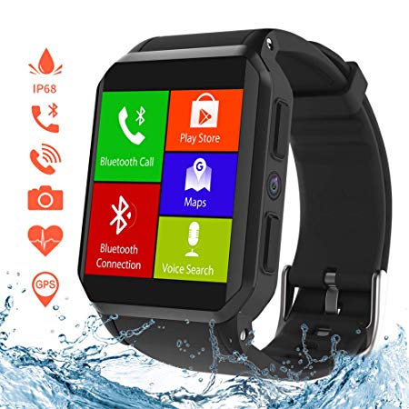 KOSPET Smart Watch, Wi-Fi GPS Fitness Watches with Camera/SIM Card Slot, IP68 Waterproof, Android 5.1 OS, 3G Phone Call Smartwatch with Heart Rate Monitor, Compatible with iOS Android for Men Women