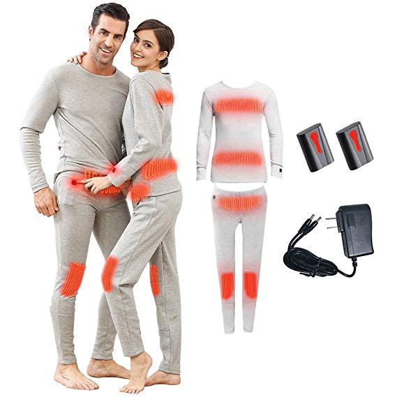 J JINPEI Heated Underwear Top   Heated Pant for Men & Women with 4000mAh Battery
