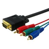 Cables4PC A12495 Gold Plated 6-Feet VGAHD15RGB to 3 RGB Component for TVHDTV Cable