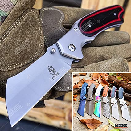 KCCEDGE BEST CUTLERY SOURCE Cleaver Pocket Knife Camping Accessories Razor Sharp Edge Blade EDC Folding Knife Camping Gear Survival Kit 57598
