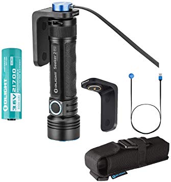 Olight Seeker 2 PRO 3200 Lumens L-Dock Charging ON-THE-GO LED Flashlight Magnetic USB Rechargeable Large Side-switch with Battery Power and Brightness Level Indicator