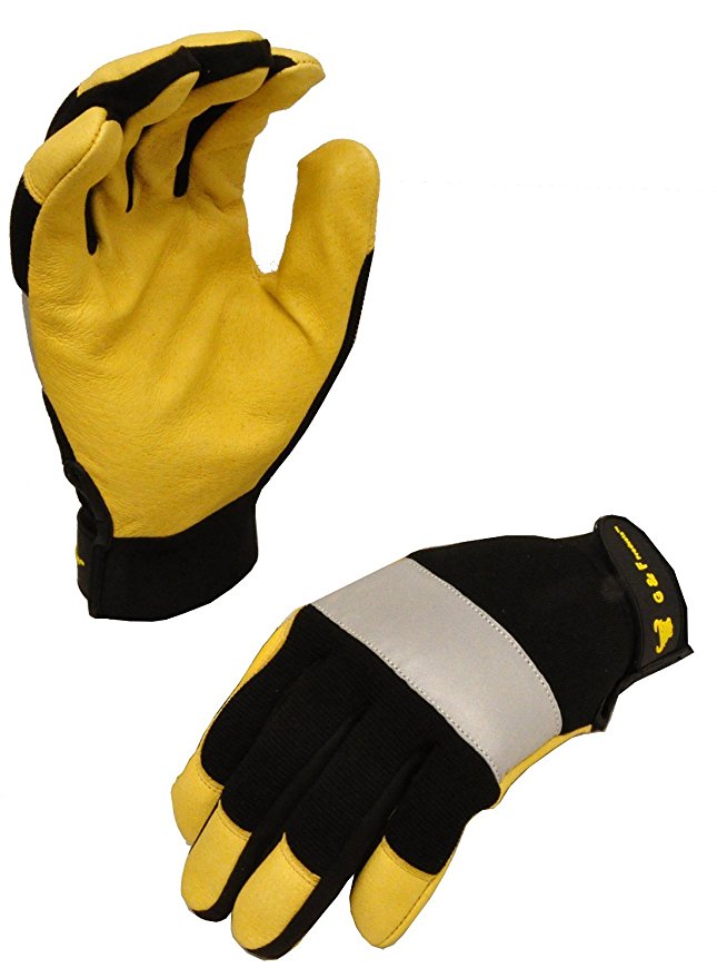 G & F 1091L Dark Owl High Visibility Reflective Performance Mechanics Work Gloves, Driving Gloves, Men's Large