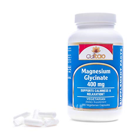 Premium Magnesium Glycinate 400 mg - Contains TRAACS® - Chelated with Glycine - High Absorption and Non Laxative - Vegan, Non-GMO, Gluten & Soy Free - 180 Vegetarian Capsules