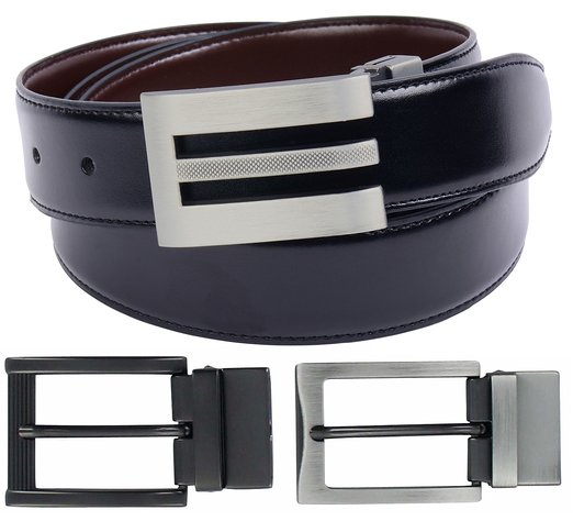 Men's Collections Reversible Belt with Three Interchangeable Buckles in Gift Box