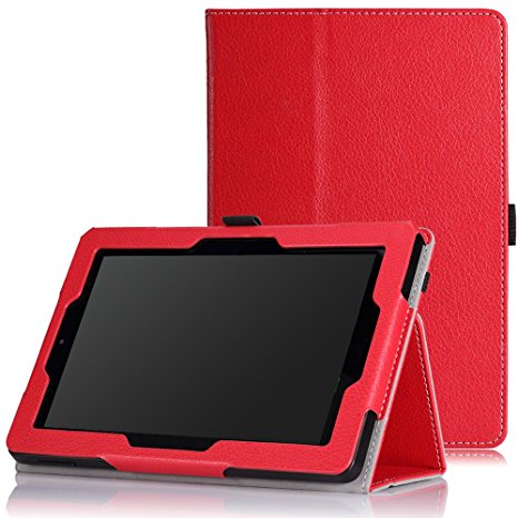 MoKo Case for Fire HD 7 2014 - Slim Folding Cover with Auto Wake / Sleep for Amazon Kindle Fire HD 7 Inch 4th Generation Tablet (Not Fits HD 7 2015), RED