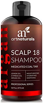 ArtNaturals Dandruff Shampoo, Coal Tar with Argan Oil, Scalp18 Therapeutic Treatment Helps Anti-Itchy Scalp, Clear Symptoms of Psoriasis, Eczema, Natural and Organic, Sulfate Free, 16 oz.