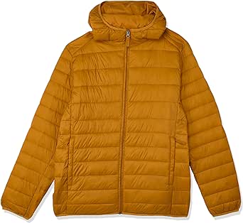 Amazon Essentials Men's Lightweight Water-Resistant Packable Hooded Puffer Jacket