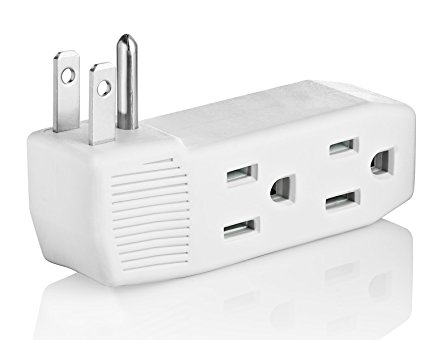 Yubi Power Three Outlets Grounding Adapter Vertical Wall Tap Adapter Double Sided - ETL Listed