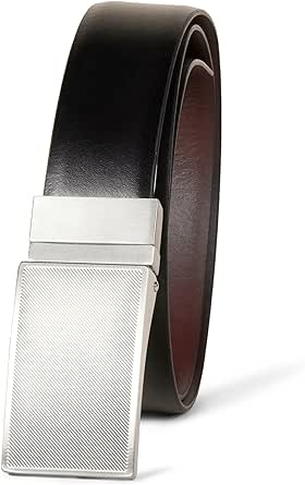 Amazon Essentials Men's Leather Reversible Plaque Dress Belt