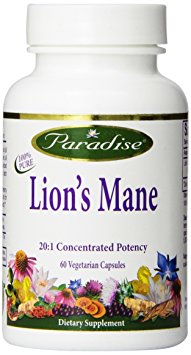 Paradise Herbs Vegetarian Capsules, Lions Mane, 60 Count