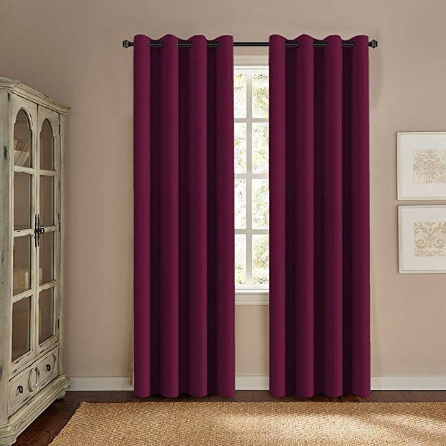 H.Versailtex Window Treatment Thermal Insulated Solid Grommet Energy Saving Curtains / Drapes for Bedroom (52 by 96 Inch Long ,Burgundy Red)