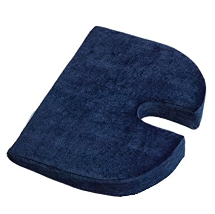 RelaxoBak Deluxe Dual Density Orthopedic Wedge Seat Cushion with Machine Washable Cover - Alleviates Pressure and Pain from Coccydynia, Sciatica and Hip Pain (Navy Blue Velour)