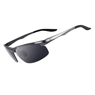 Ronsou Men Sport Al-Mg Polarized Sunglasses Unbreakable For Driving Cycling Fishing Golf