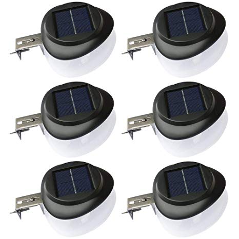 SMARUP LED Solar Gutter Lights Outdoor 9LED 6Pack Fence Roof Gutter Garden Yard Wall Lamp with Auto On/Off Cool White