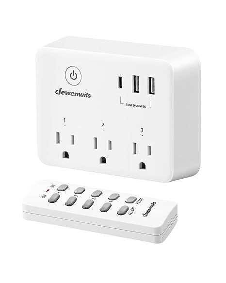 DEWENWILS Wireless Remote Control Outlet, 125V/15A/1875W Remote USB Outlet Switch, 100FT Control Range, Programmable & Expandable Indoor Remote Control Outlet, FCC Listed (1 Remote 1 Outlet)