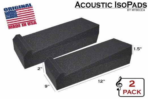 [4 PACK] ISOPAD Acoustic Foam 9-inch Wide Studio Monitor Isolation Pads Soundproofing Foam, Platform Recoil Stabilizer and Speaker Risers by MYBECCA