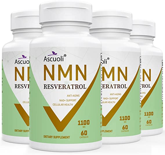 NMN & Trans-Resveratrol Purity 99% - 1100mg Capsule | Advanced Formula NMN Nicotinamide Mononucleotide & Resveratrol Supplement | Powerful Antioxidant | Immune Support | Healthy Aging | 240 Capsules