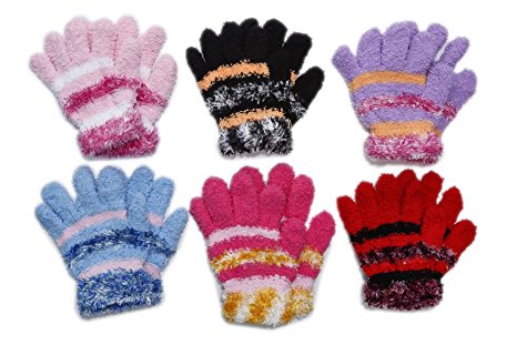 Toddler Soft And Warm Gloves 6-Pack (Fuzzy Gloves)