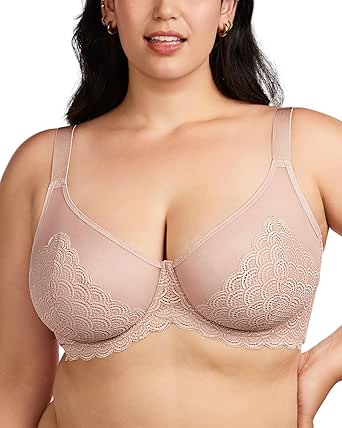 HSIA Minimizer Bra for Women - Plus Size Lace Bra Womans Full Coverage Bras Unlined Underwire Bra for Heavy Breast