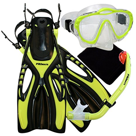 Promate Junior Snorkeling Scuba Diving Mask DRY Snorkel Fins Set for Kids/ SCS0040