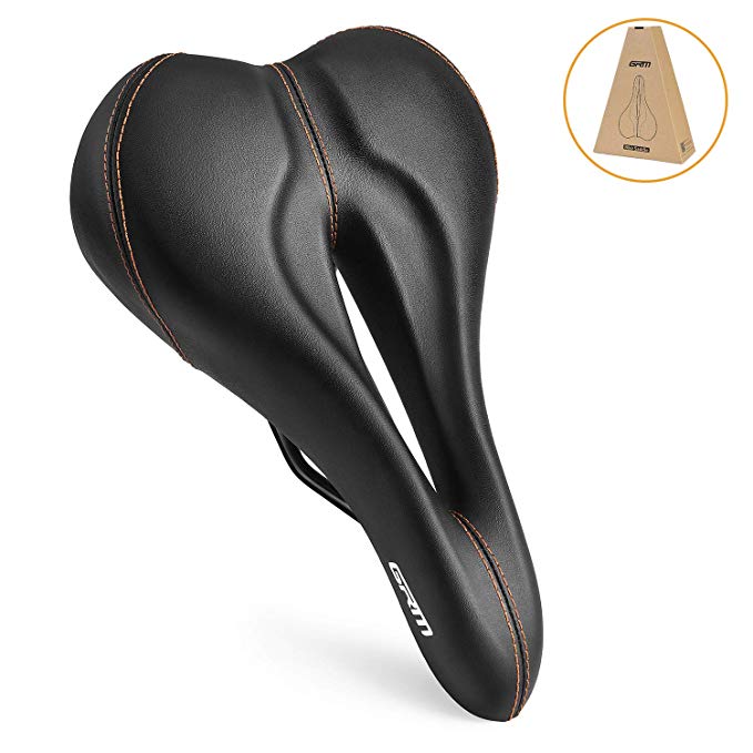 GRM Comfortable Bike Seat for Men Women, Bicycle Saddle Replacement, Wear-Resistant PVC Leather, Breathable Waterproof for Mountain Bikes, Road Bikes and Outdoor Bikes