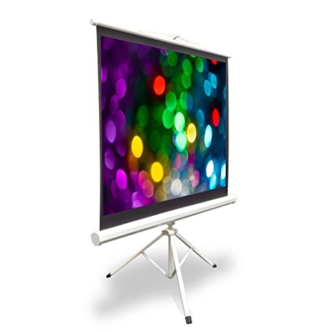 Pyle PRJTP52 50" Video Projector Screen, Easy Fold-Out & Roll-Up Projection Display, Tripod Stand Style