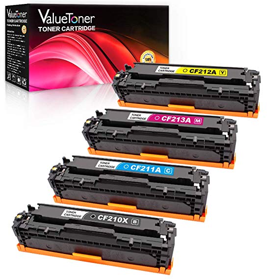 Valuetoner 131X CF210X Compatible Toner Cartridge Replacement for HP 131A CF210A CF211A CF212A CF213A for Laserjet Pro 200 Color M251nw, M251n,MFP M276nw,MFP M276n Printer (Black,Cyan,Magenta,Yellow)