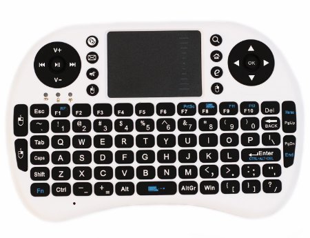 LotFancy Mini 24GHz White Wireless Entertainment Keyboard with Touchpad for PC Pad Andriod TV Box Google TV Box Xbox360 PS3 and HTPC IPTV