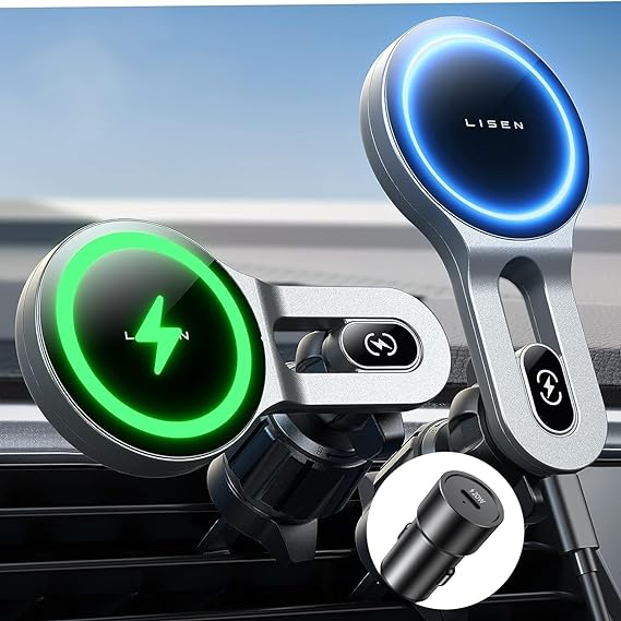 LISEN for MagSafe Car Mount Charger, 15W Wireless Charger for Car Magnetic Phone Holder Mount, Phone Mount Holder for Car Vent Wireless Charer Fits iPhone 15 Pro Plus Max 14 13 12 Magsafe Case