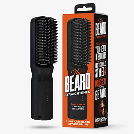Wild Willies Beard Straightener for Men - 2 in 1 for Beard & Hair - Anti-Scalding, Ionic Technology, 3 Temperature Settings - Patented Design, Cutting Edge Beard Straightener Comb
