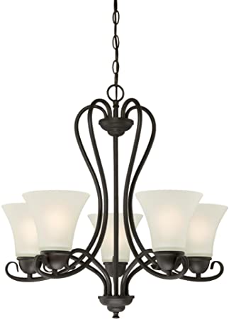 Westinghouse Lighting, Oil Rubbed Bronze 6305700 Dunmore Five-Light Indoor Chandelier, Finish with Frosted Glass, 5