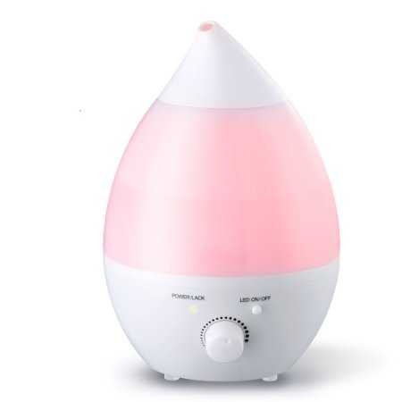 Cool Mist Humidifier, VicTec Ultrasonic Humidifier "No Noise" for Home Bedroom Office Babyroom - 7 Color LED Lights, Auto Shut-off (1.3 Liters)