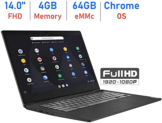 Lenovo 14-inch S340 Chromebook FHD (1920x1080) Anti-Glare Display Laptop, Intel Celeron N4000 up to 2.6GHz Processor, 4GB LPDDR4, 64GB eMMC, Bluetooth, Webcam, HDMI, Chrome OS, 32GB Micro SD Card