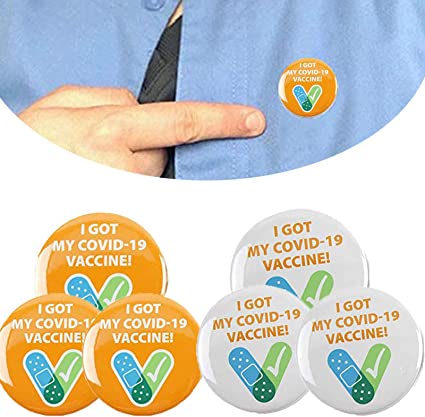 I Got My Covid-19 Vaccine, I Got Vaccinated Recipient Notification CDC Encouraged Public Health Pin Back Button Badges,Round Lucky Badge Button Pins for Men's/Women's Brooches (6PCS)