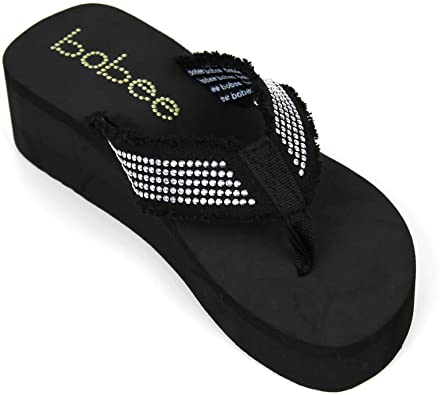 Babe Womens Flip Flops Studded Strap Platform Thongs Sandals Shoes