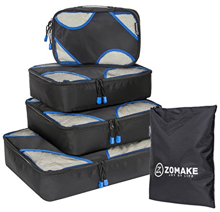 ZOMAKE Packing Cubes 4 Piece Set - Travel Accessories Organizers Versatile Travel Packing Bags Plus Free Laundry Bag